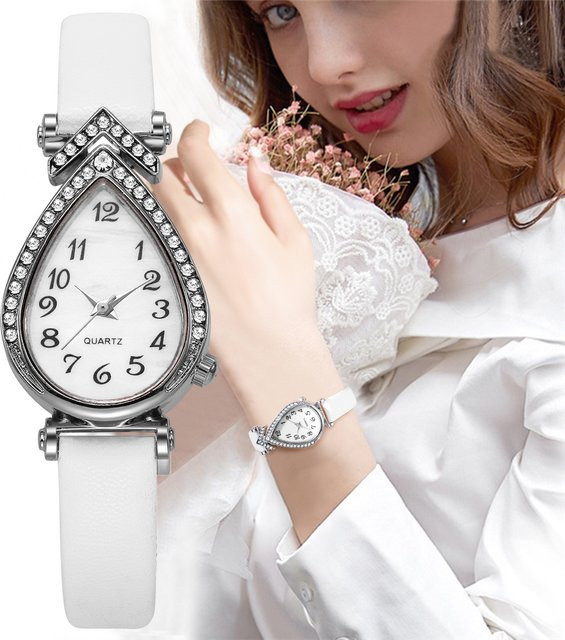 yolako Armbanduhr, Quarz, Leder, Grün, Diamantbesetzt, Damen - Bild 1
