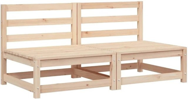 vidaXL Gartensofas aus Massivholz Kiefer im 2er Set, Farbe Braun/Beige, B/T/H: 70 x 70 x 67 cm - Bild 1