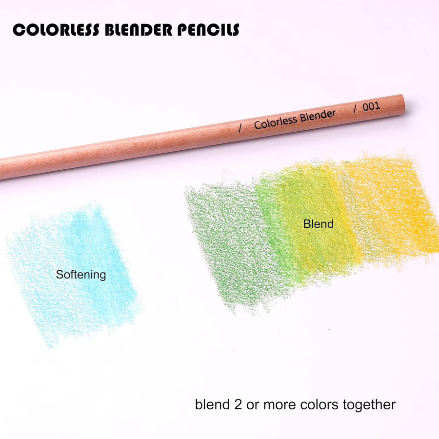 6er Set Farblose Mixer-Stifte für professionelle Buntstift-Kunstwerke zum Mischen, Schichten und Erweichen von Kanten, Transparent - Bild 3