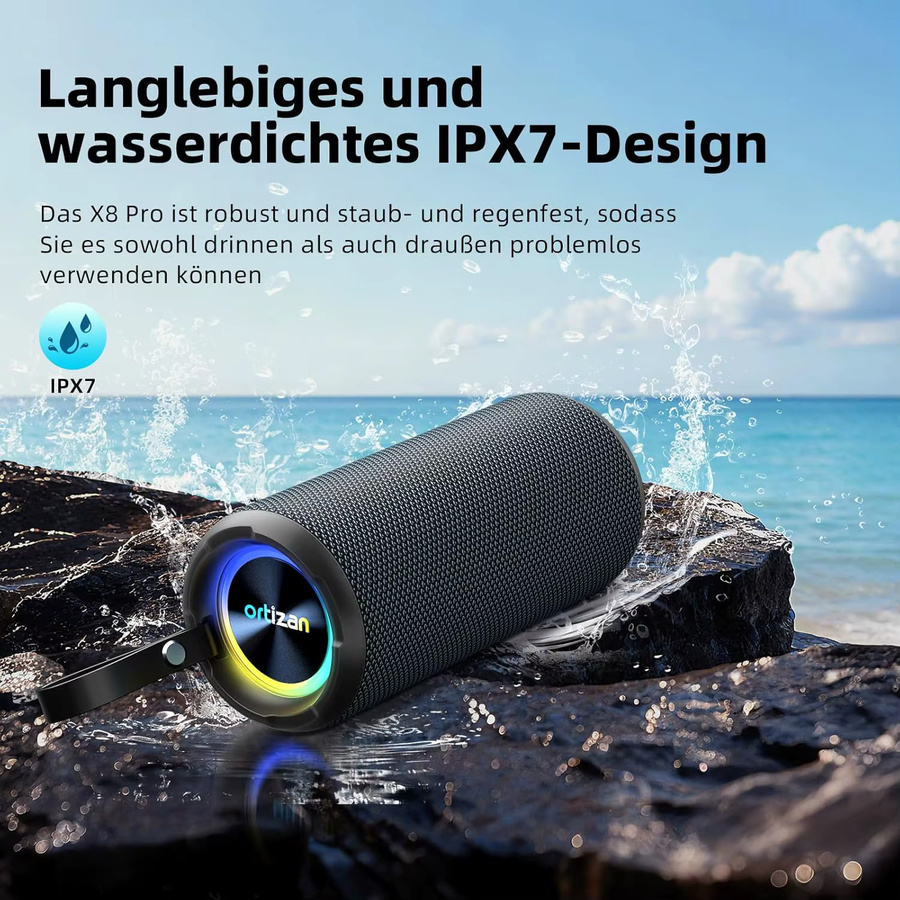 Ortizan Bluetooth-Lautsprecher mit 40 W, tragbarer TWS-Lautsprecher mit Stereo-Sound-Bass, Bluetooth 5.3, USB Typ C und 6600 mAh Akku - Bild 4