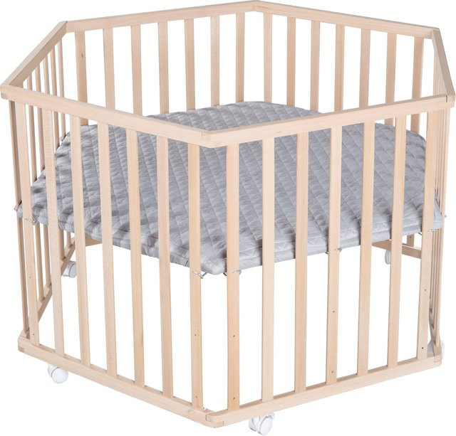 Roba Laufgitter Cosiplay 6-eckig aus Bio-Buche mit Schutzeinlage roba Style in Grau, B/T/H: 119 x 72 x 103 cm - Bild 1