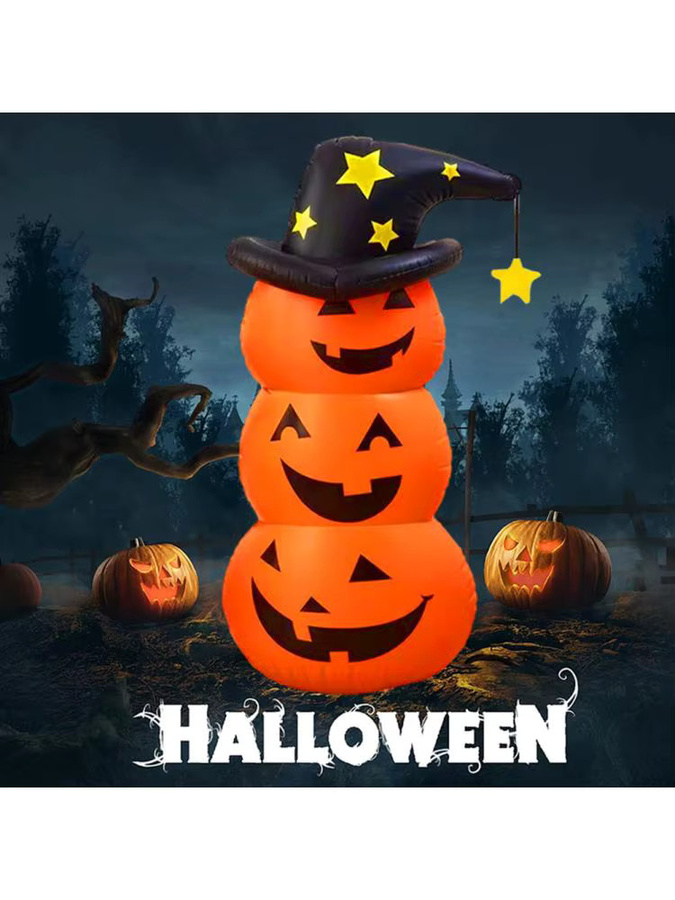 APWIKOGER Halloween aufblasbare Figuren Set mit weißem Geist und Kürbis in Weiß, Gelb und Orange für die Gartendekoration - Bild 4