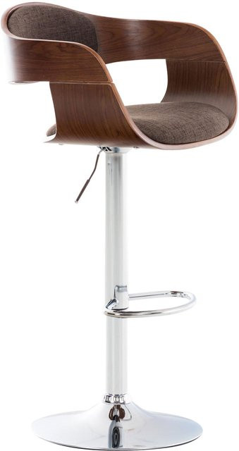TPFLiving Drehstuhl in Walnuss und Braun mit modernem Design aus Holz, Stoff und Metall, B/T/H: 63 x 48 x 102 cm - Bild 1