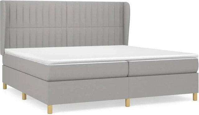 vidaXL Boxspringbett Hybrid mit Matratze und Taschenfederkern, Hellgrau, B/T/H: 200 x 200 x 203 cm - Bild 1
