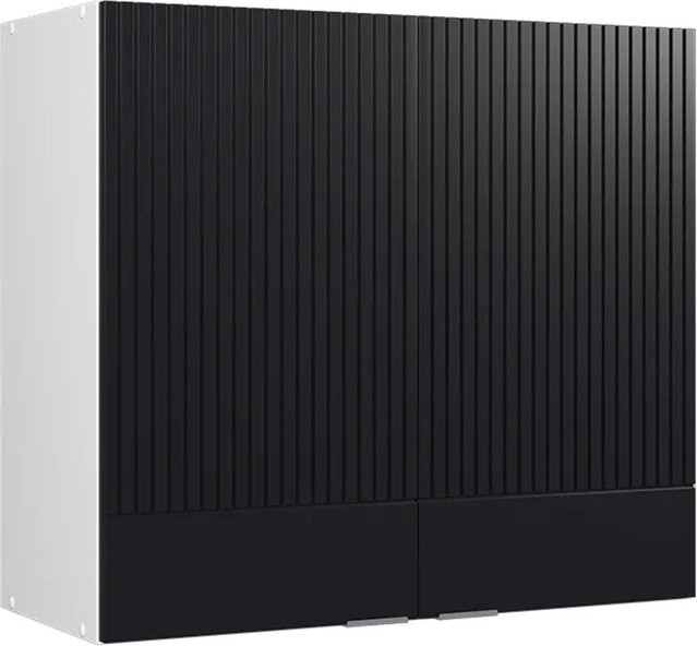 Vicco Hängeschrank Fame-Line Küchenschrank mit Glastüren in Weiß und Schwarz Gestreift, Breite: 80 cm - Bild 2
