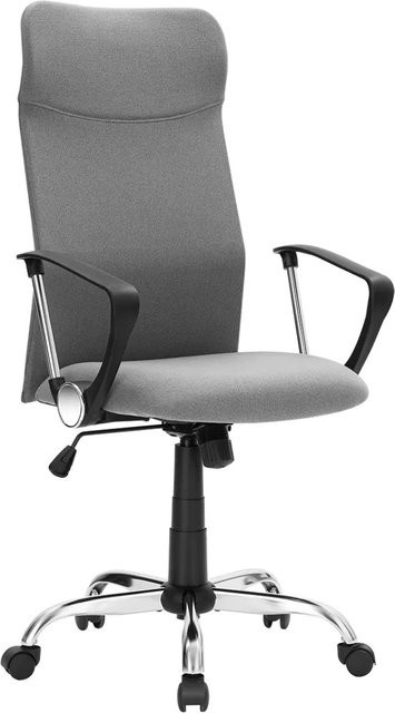 Songmics Ergonomischer Schreibtischstuhl in Grau mit Armlehnen und Rollen, Stoffbezogen - Bild 1