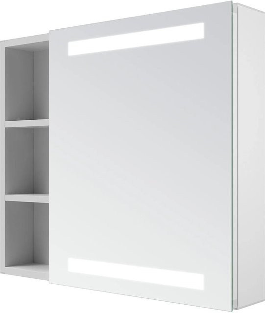 Aquabatos Bad Spiegelschrank mit LED-Beleuchtung und Antibeschlag, Weiß, B: 70 cm, H: 60 cm, T: 11 cm - Bild 1