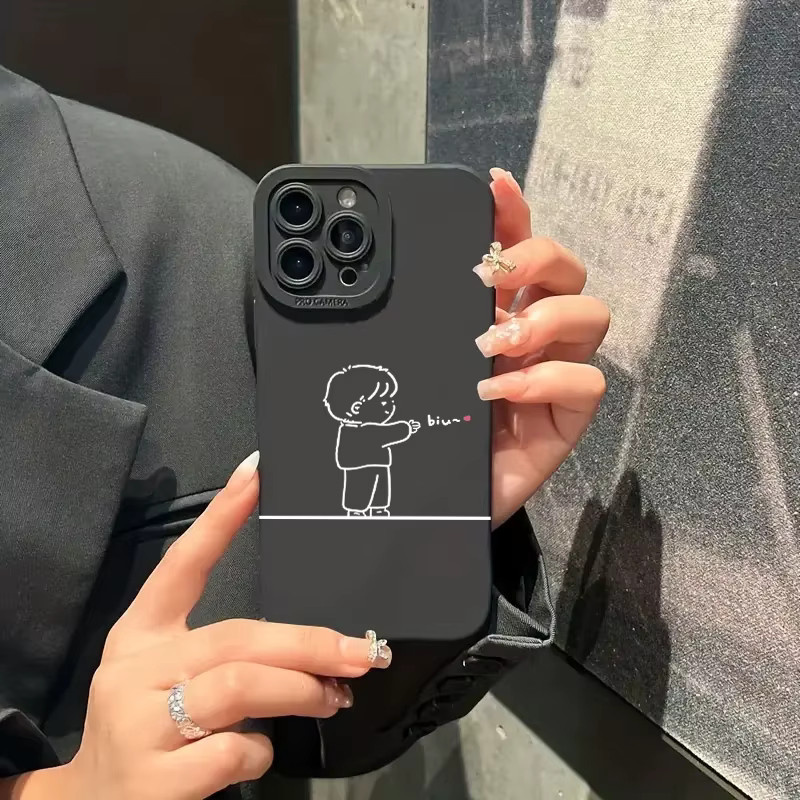 Silikon Handyhülle mit Paar-Muster für Apple iPhone Modelle in Schwarz - Bild 3