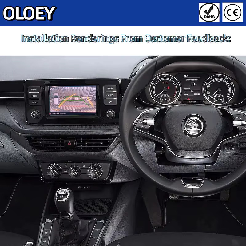 OLOEY Rückfahrkamera mit dynamischer Flugbahn für Skoda Fabia III 3 NJ (2016-2024) MIB Upgrade, Schwarz - Bild 3
