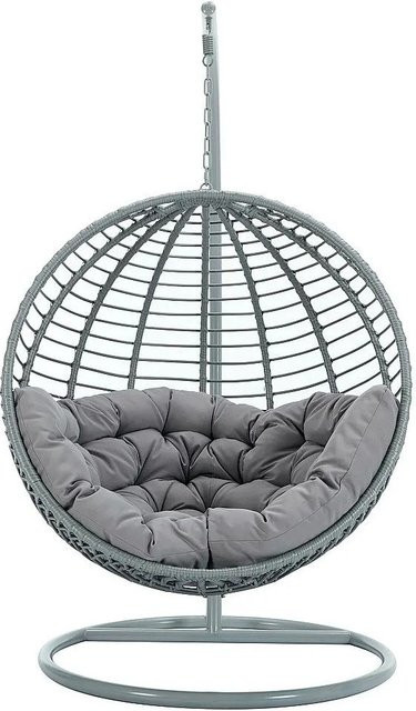 Hängesessel Bontoc Egg aus Polyrattan in Grau inklusive Kissen, Höhe: 112 cm - Bild 1