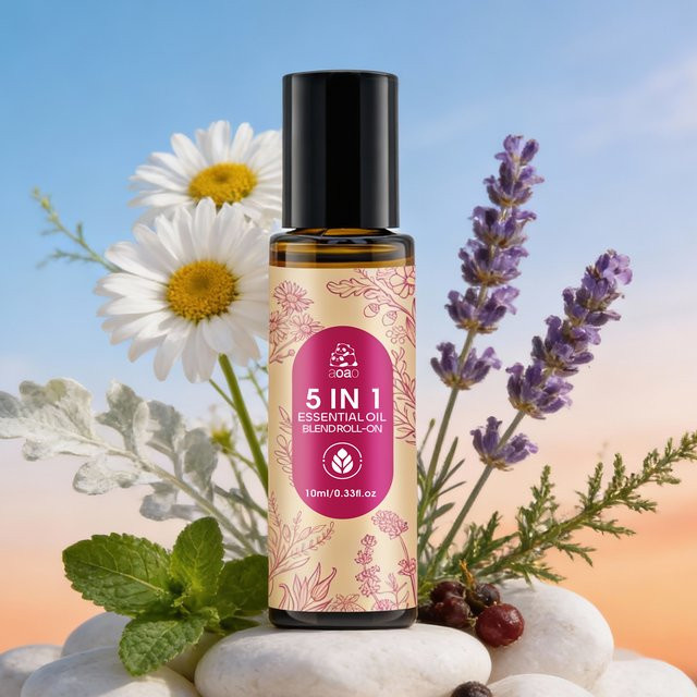 aoao 5-in-1 Roll-on Ätherisches Öl mit Helichrysum und Lavendel, Unisex - Bild 1