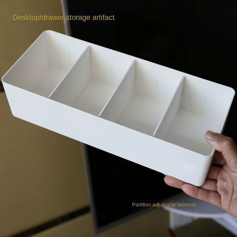 Desktop-Aufbewahrungsbox mit abnehmbaren Trennwänden in Blau für Fernbedienungen und Kosmetik - Bild 2
