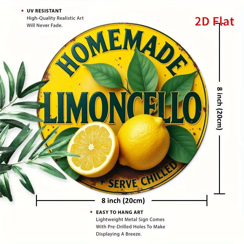 Vintage Metallschild Hausgemachte Limoncello Wanddeko Gelb B/H: 19,81 x 19,81 cm - Bild 2