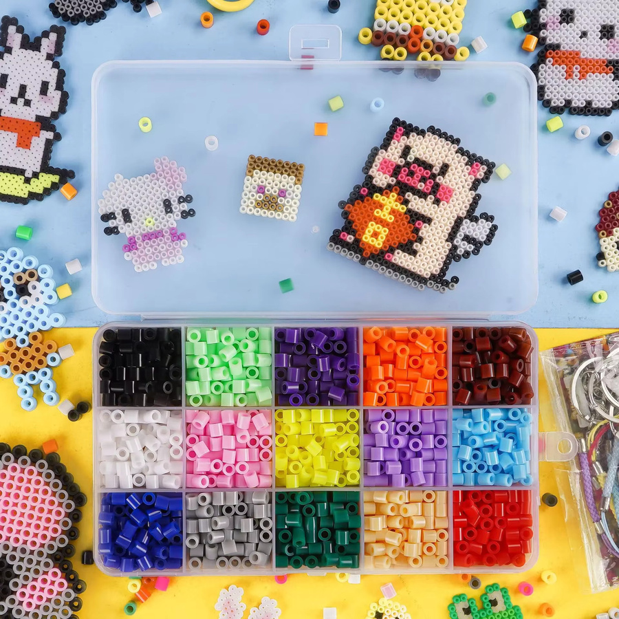 Hama Fuse Beads Set mit 15 Farben in 5 mm für DIY Pixel Art und 3D Puzzles, Mehrfarbig - Bild 3