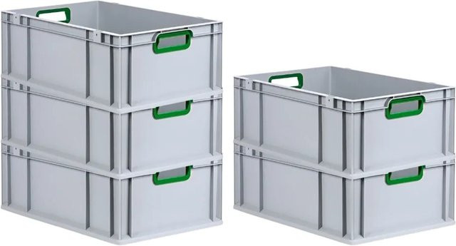 PROREGAL Spar Set 5x Eurobox Nextgen Color Transportboxen mit verstärktem Boden, Farbe: Grün, H x B x T: 22 x 40 x 60 cm, 44 Liter pro Box - Bild 1