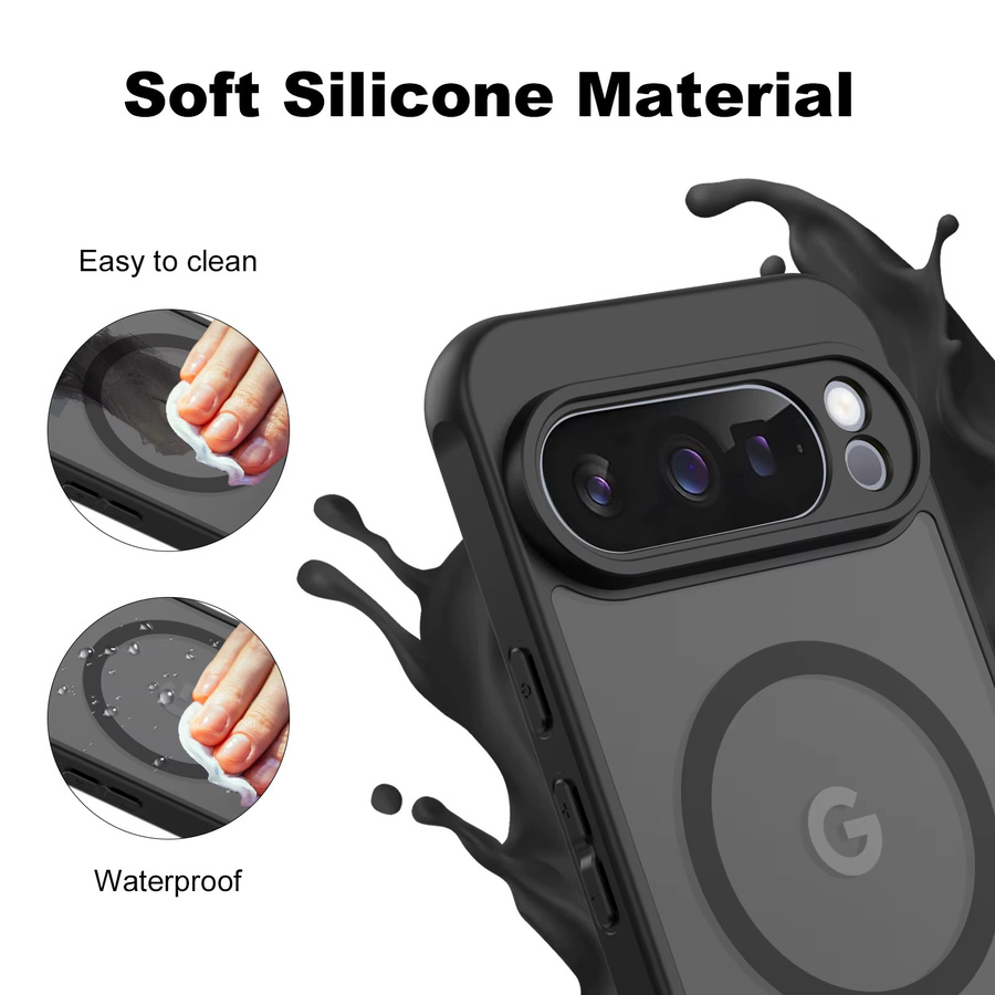 Matte durchscheinende magnetische Hülle für Google Pixel 10, 9, 10 Pro, 9 Pro, 10 Pro XL und 9A mit MagSafe Wireless Charging Kompatibilität, Farbe: Schwarz, stoßfeste Abdeckung - Bild 4
