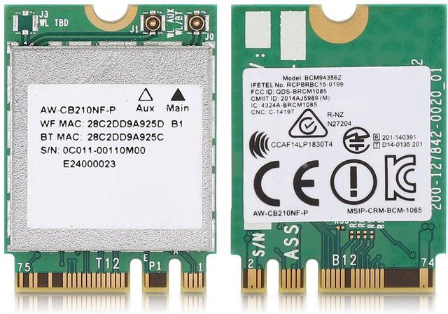 Koogeelife BCM94356Z Dualband WiFi AC Netzwerkkarte mit Bluetooth, 2,4 GHz und 5 GHz, NGFF-Schnittstelle, grau - Bild 1