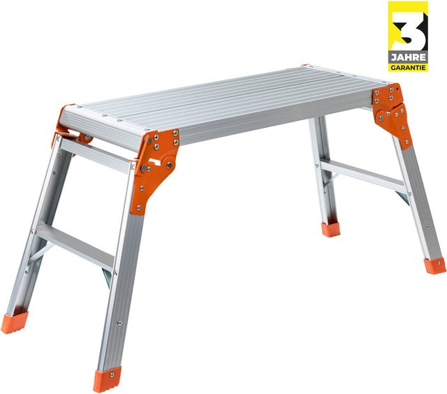 Craftfull Arbeitsplattform CF-107A aus Aluminium, klappbar mit Sicherheitsbügel, Silber/Orange - Bild 1