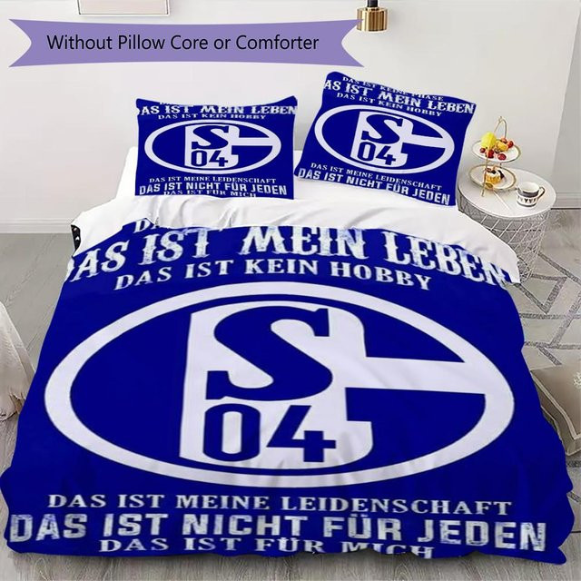 On My Love Home FC Schalke 04 Bettwäsche-Set mit Bettbezug und 2 Kissenbezügen in Blau, B/T/H: 135 x 200 cm - Bild 1