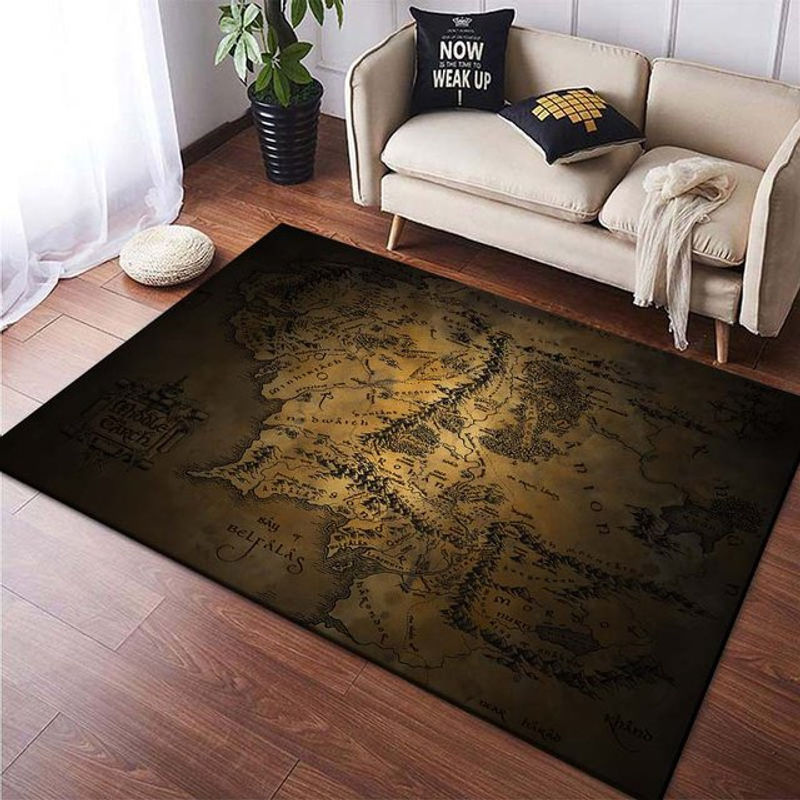 UQIDEHOME Bereichsteppich Mittelerde Karten Ring Muster in Braun, rutschfester Teppich für Wohnzimmer und Schlafzimmer, B/T: 80 x 50 cm - Bild 4