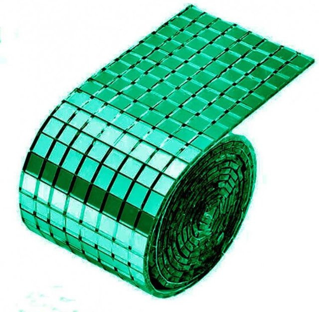 Selbstklebender Mosaikglas Spiegel Wandaufkleber von Cozy POD Creations in Grün, 3D Wandspiegel Dekor für kreative DIY Wandgestaltung, B: 4 cm, H: 30 cm - Bild 1