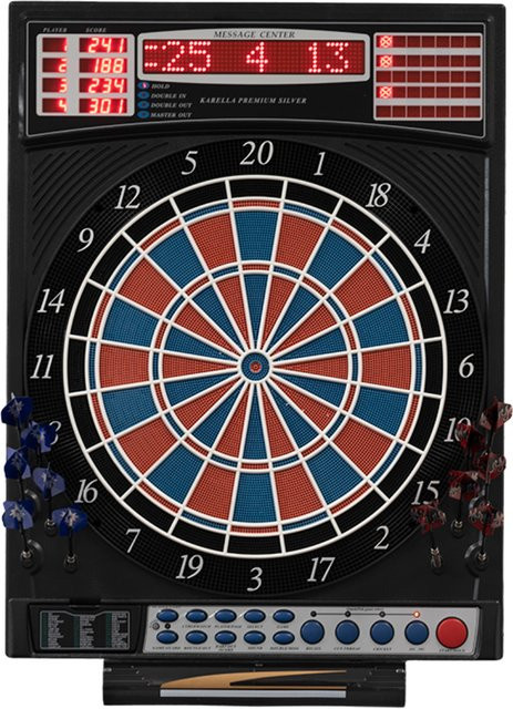 Karella Elektronische Dartscheibe Premium Silver, Dartautomat, inkl. 24 Softdarts - Bild 1