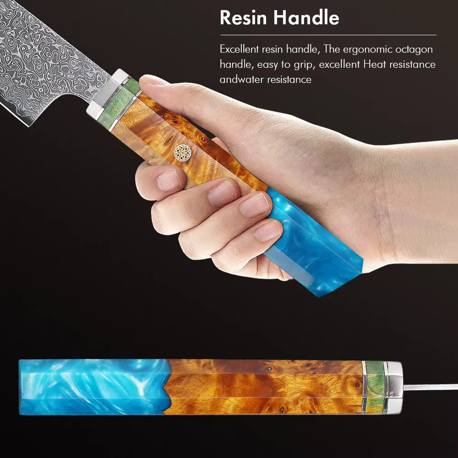 TURWHO Damaskus Utility Petty Messer aus handgemachtem Stahl mit Holzgriff für Küche, Obst und Fleisch - Bild 4