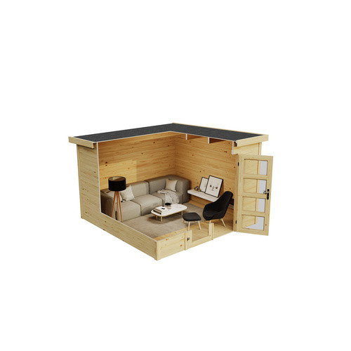 Lasita Gartenhaus Zambezi 7 aus Holz in Beige mit Flachdach, B/T/H: 320 x 324,8 x 210,9 cm - Bild 3