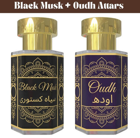 Heroot Schwarzer Moschus und Oudh Attar Set, 2 x 6 ml, Unisex, Moschus