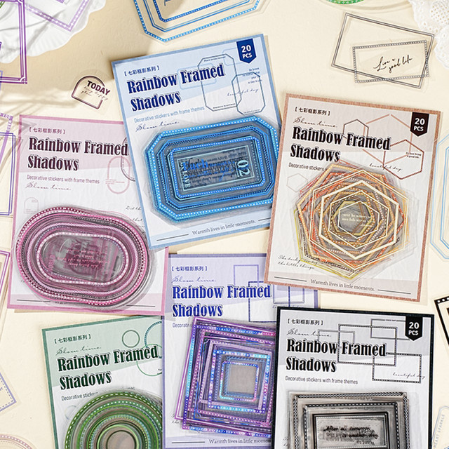 Mr. Paper 3er-Pack Regenbogen-Rahmenaufkleber in Mehrfarbig für kreative DIY-Dekoration von Tagebüchern, Handyhüllen und Sammelalben - Bild 1