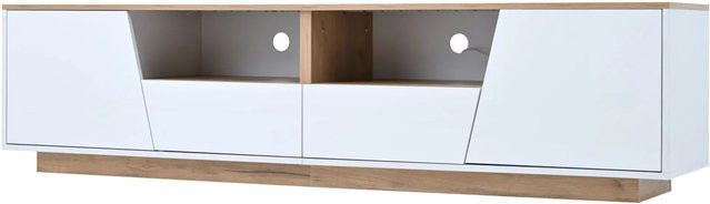 okwish TV Schrank Lowboard mit LED Schubladen in Weiß Hochglanz, B/T/H: 180 x 40 x 46 cm - Bild 1