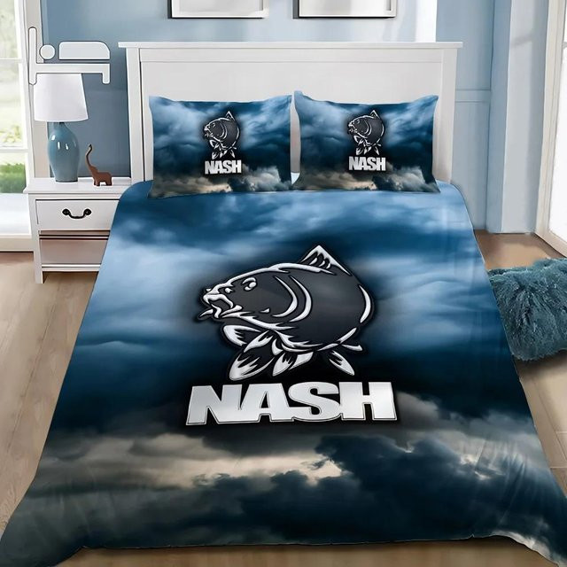 Nash Fishing Bettwäsche-Set aus Mikrofaser mit Bettbezug und Kissenbezügen in Blau, B/H: 140 x 200 cm - Bild 1