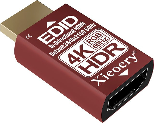 Xieoery HDMI EDID Emulator 4K HDR RGB Dummy-Stecker in Schwarz mit virtuellem Display 3840x2160@60Hz - Bild 1