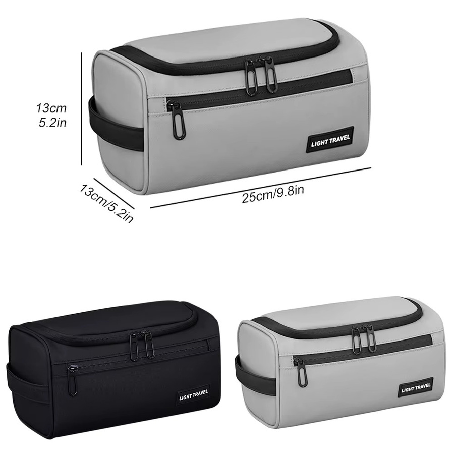 WEPPKK Reise-Kulturbeutel für Herren, großer wasserabweisender Toilettenartikel-Organizer in Grau, B/T/H: 25,0 x 13,0 cm - Bild 6