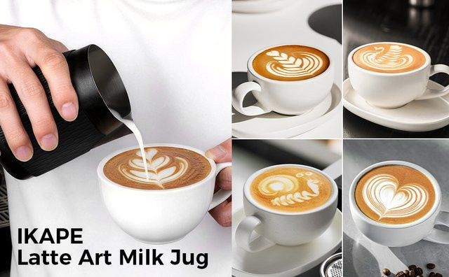 IKAPE Espresso-Milchkännchen V3 aus Edelstahl in Silber mit scharfem Ausgießer, 500 ml - Bild 1