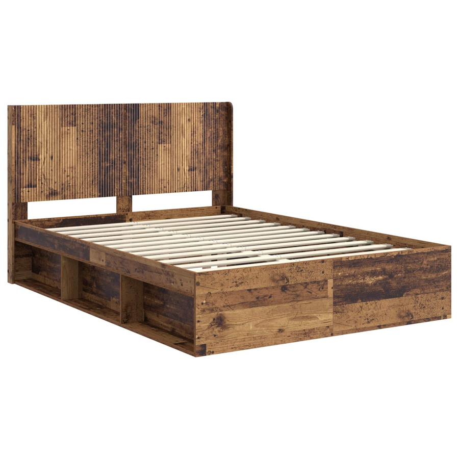 vidaXL Bettgestell mit Stauraum und Kopfteil in Holzoptik, Braun, B/T/H: 120 x 200 cm - Bild 3