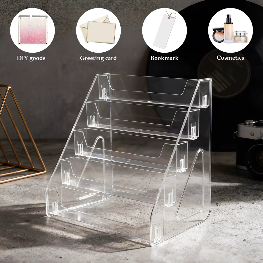 Willstar 5-stufiger Grußkartenständer aus transparentem Acryl für Karten, Broschüren und Zeitschriften - Bild 2