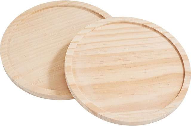 VBS Holz-Untersetzer, 2 Stück, beige, rund, Durchmesser: 15 cm - Bild 1