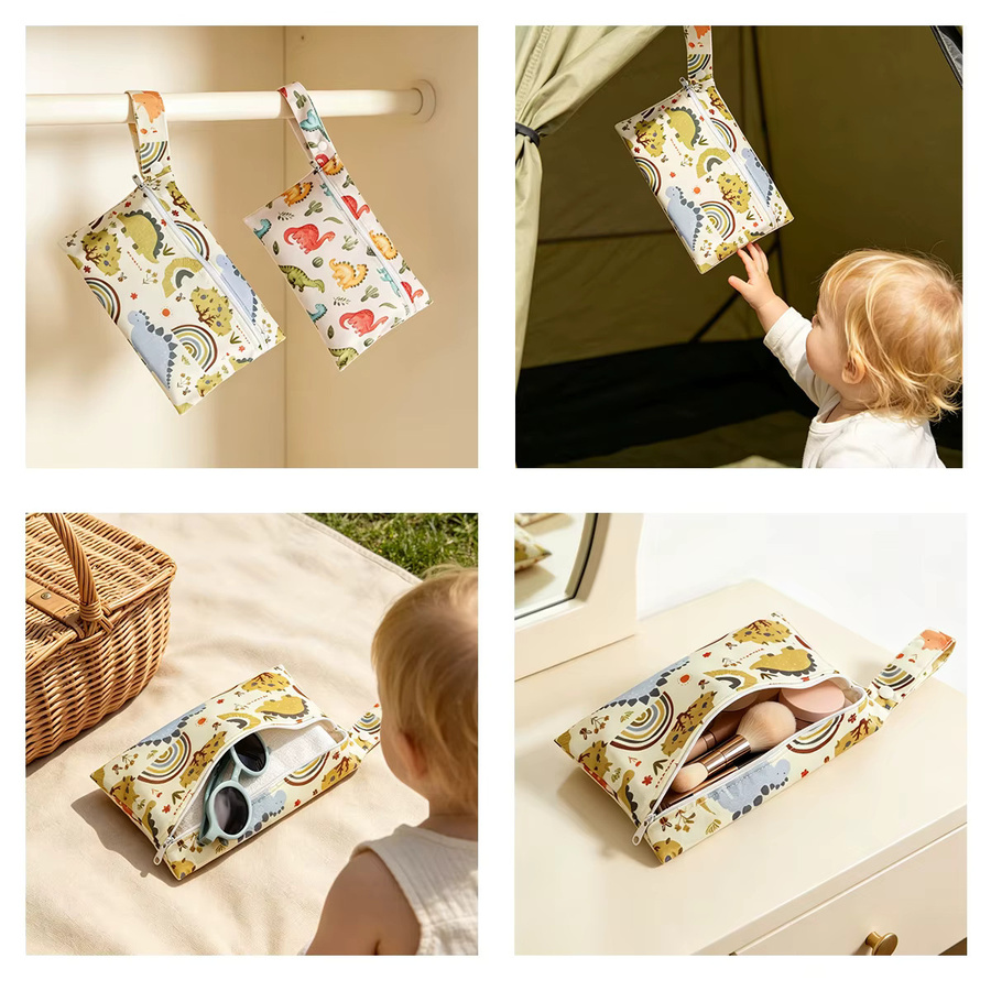 Elinfant 2er-Set wasserdichte Mini-Wickeltaschen in Multicolour, waschbare Aufbewahrungstaschen für Damenbinden, Kosmetik und Kleingeld - Bild 2