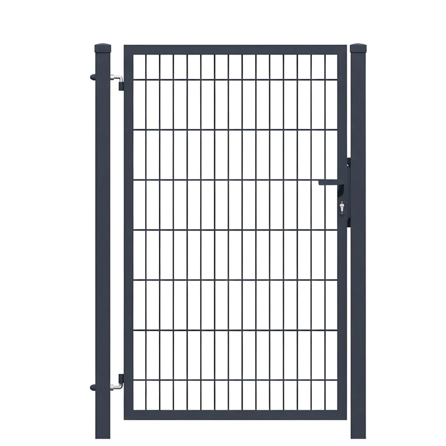 GEWA Gartentor Economy Einflügeliges Doppelstabmattentor aus verzinktem Stahl in Anthrazit RAL7016 inklusive Pfosten und Zubehör, B: 100 cm, H: 100 cm - Bild 2