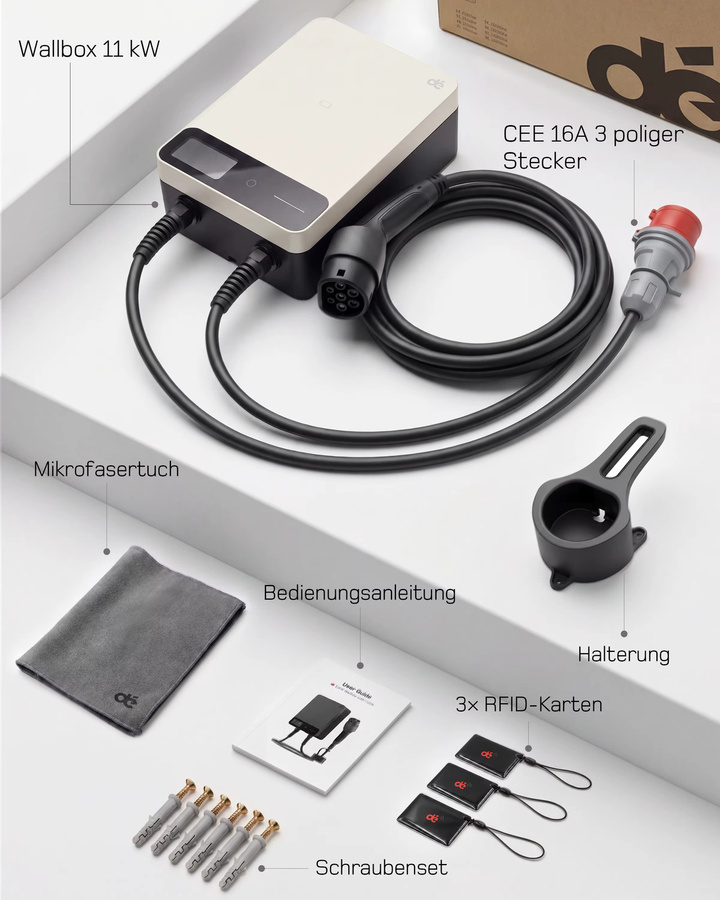 dé Wallbox 11kW Typ 2 Ladestation mit Tuya Smart App-Steuerung und Wi-Fi, Weiß - Bild 8