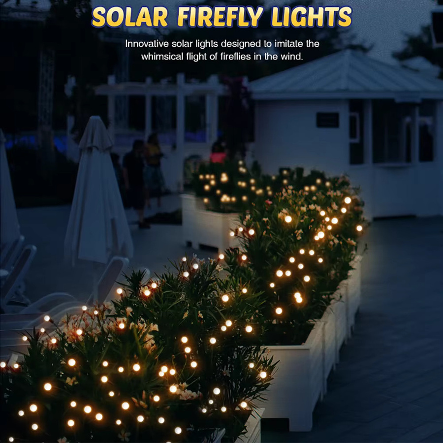 OSIDEN LED Solar Glühwürmchen-Lichterkette für den Außenbereich, dekorative Gartenbeleuchtung IP44 für Rasen, Hof und Gehwege - Bild 3