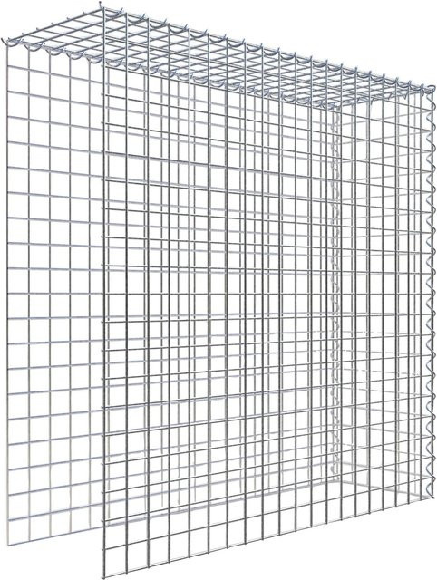 Gabiona Gabione-Anbaukorb Typ 4 in Silbergrau, Drahtgitter aus Stahl, B/T/H: 100 x 100 x 30 cm - Bild 1