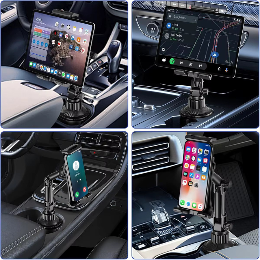 DUTRIEUX Auto-Getränkehalter mit 360 Grad drehbarer Tablet- und Telefonhalterung für Smartphones und iPads von 4 bis 13 Zoll in Schwarz - Bild 6