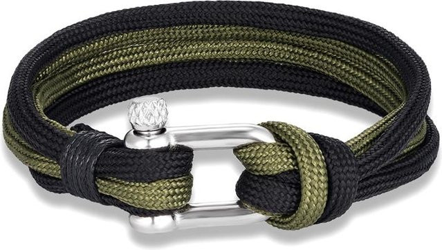 Schäkelarmband Paracord, Edelstahl, Schwarz, Unisex - Bild 1