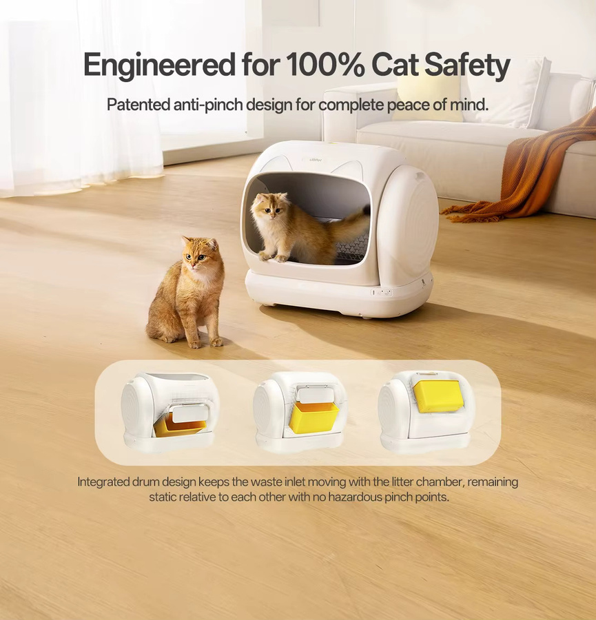 UBPet Selbstreinigende Katzentoilette in Weiß, XXL Automatisches Elektrisches Katzenklo mit App-Steuerung und Klemschutz für mehrere Katzen - Bild 2