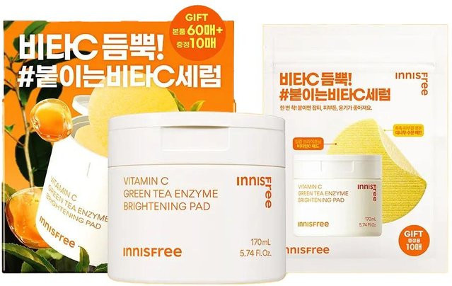 Innisfree Vitamin C Tone-Up Radiance Pad Set, 60 Pads + 10 Nachfüllpads - Bild 1