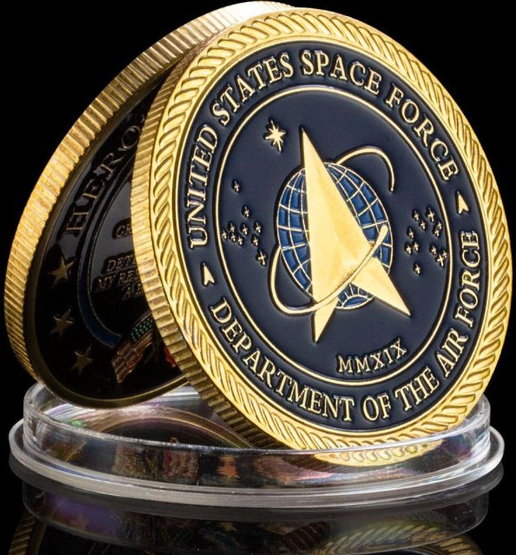 United States Space Force Challenge Münze und Heros Valor Gebet Dekoration aus Gold Metall rund - Bild 1