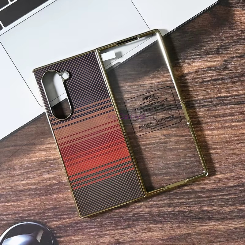 Ultradünne Kevlar-Hülle für Samsung Galaxy Z Fold 7 aus Aramid-Kohlefaser mit gehärtetem Glasschutz, Schwarz/Mehrfarbig - Bild 2