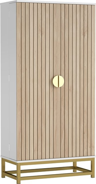 Aosom Buffetschrank HOMCOM in Weiß, moderner Geschirrschrank mit verstellbaren Regalen und Lamellen-Türen, B/T/H: 58 x 29 x 119,5 cm - Bild 1